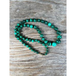 Vintage 24" Graduated Green Malachite Bead Necklace